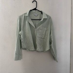 Old Navy Light Green Striped Button Down Shirt